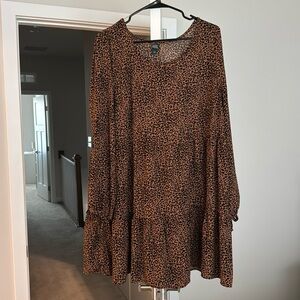 Animal print tiered mini dress
